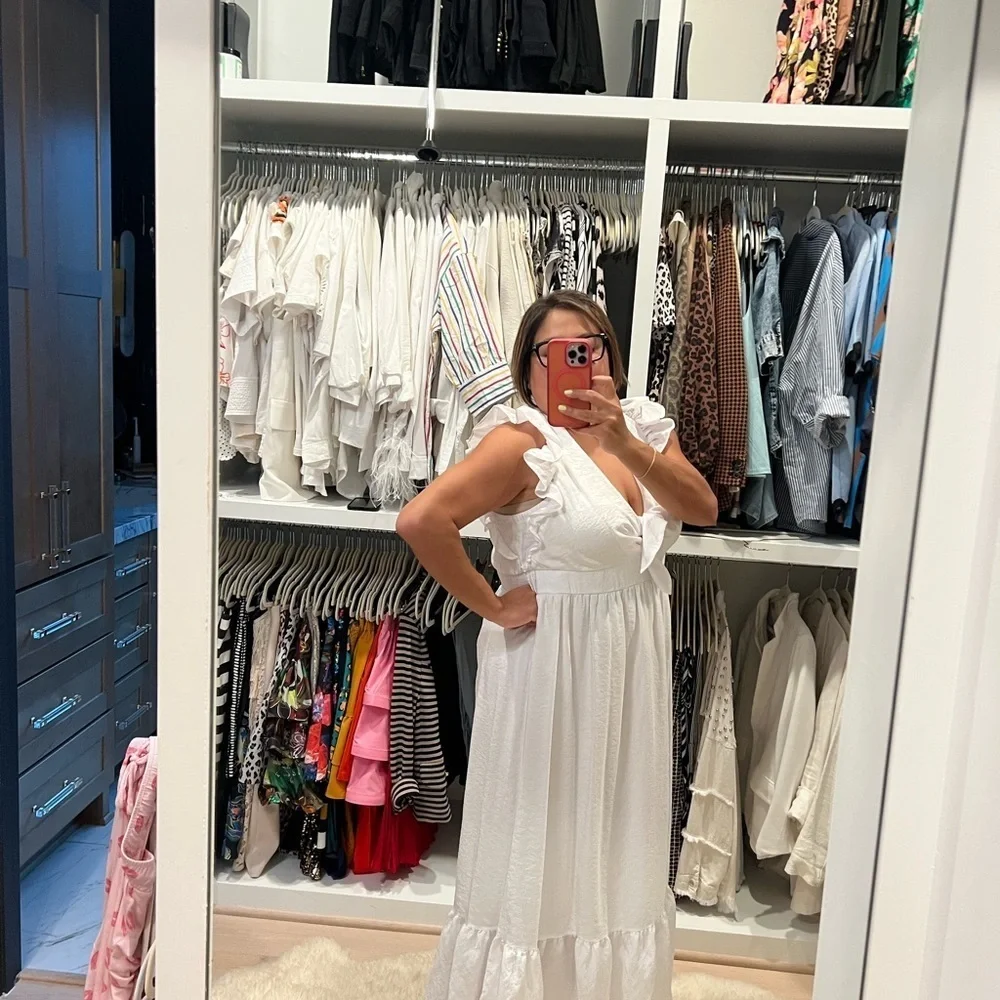 White Ruffle Sleeve Dress - Picture 6 of 7